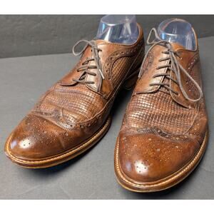 Aston Grey Bodega Wingtip Oxfords MENS SIZE 11 Cognac Brown Formal Dress Shoes
